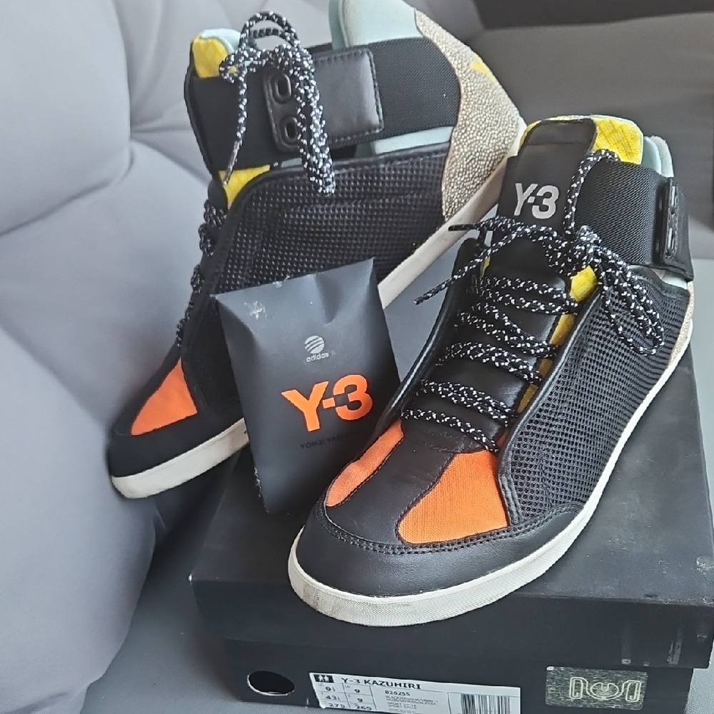 Y-3 Kazuhiri Black Sneakers with Orange & Yellow Accents
